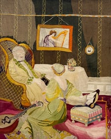 Victorian English School Large Wall Tapestry Interior Scene