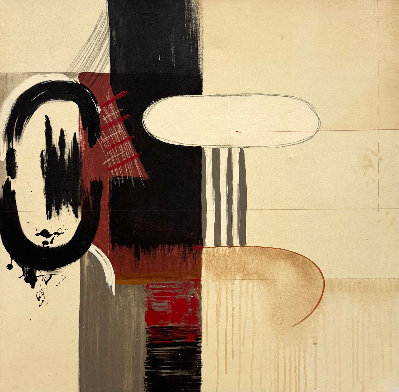 Large American Non Objective Abstract Oil Painting On Canvas (1 of 2)