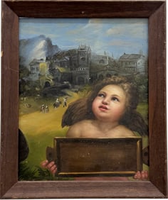 Madonna of Foligno, After Rafael Oil On Wood Panel