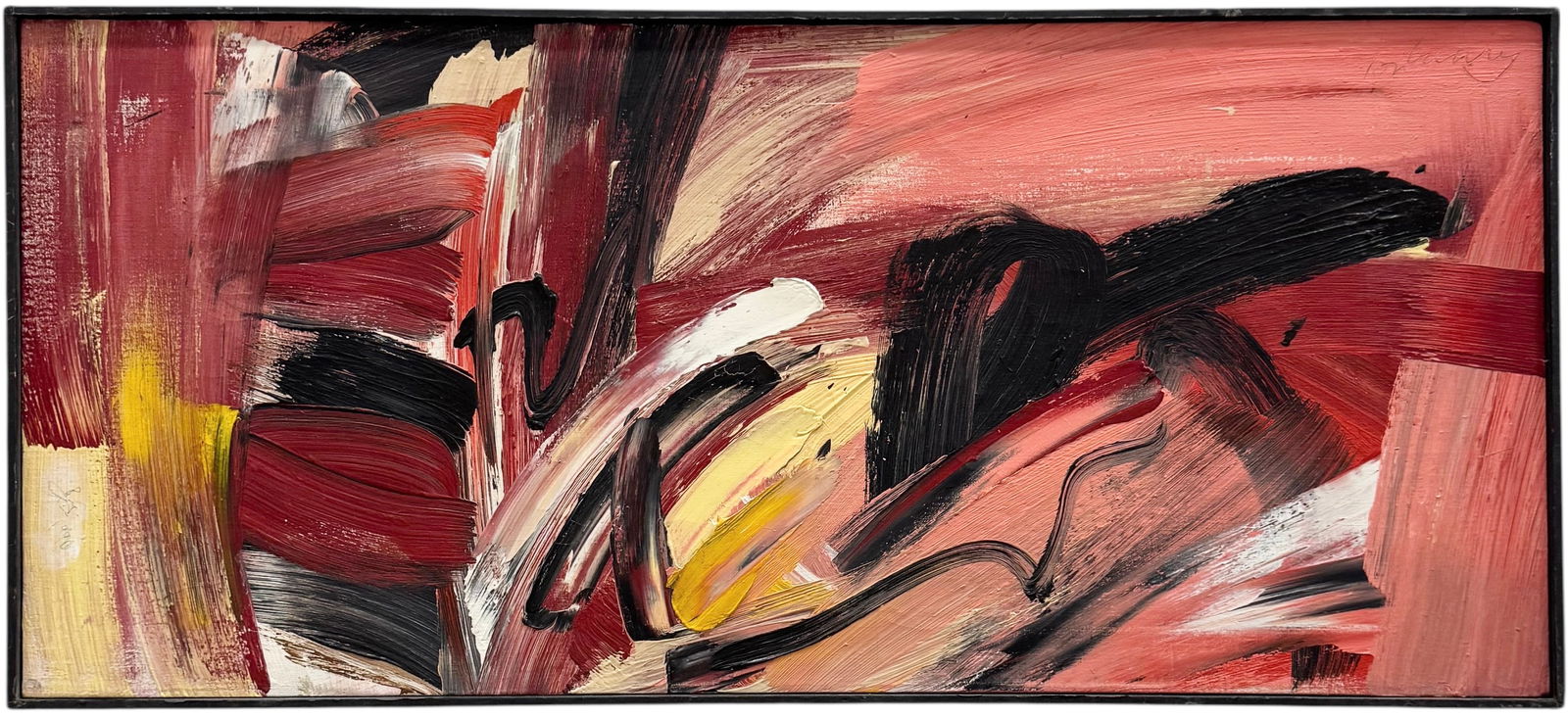 JOHN HENRY (1916-1990, American) Abstract Expressionist: Oil on canvas 36 x 16 in. Domestic Flat Shipping Price: $80