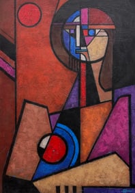 HENRY PURSEN (20th c, American) Large Cubist Abstract Painting