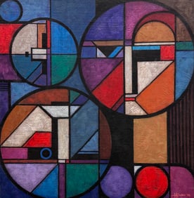 HENRY PURSEN (20th c, American) Large Cubist Abstract Painting