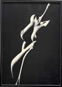 Cuban School Black & White Nude Oil Painting
