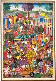 EDGARD LAVACHE (20th c, Haitian) Market Scene