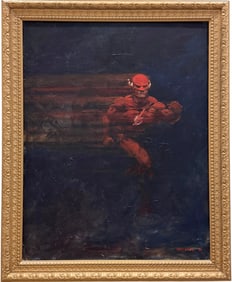 American DC Comics Super Hero "The Flash" Illustration Art Signed Oil On Canvas