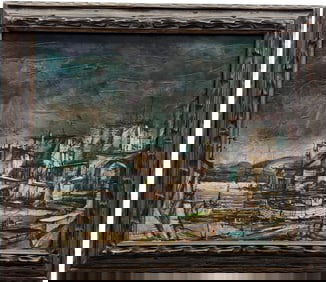 European Cityscape Oil On Canvas Painting Signed Cesare