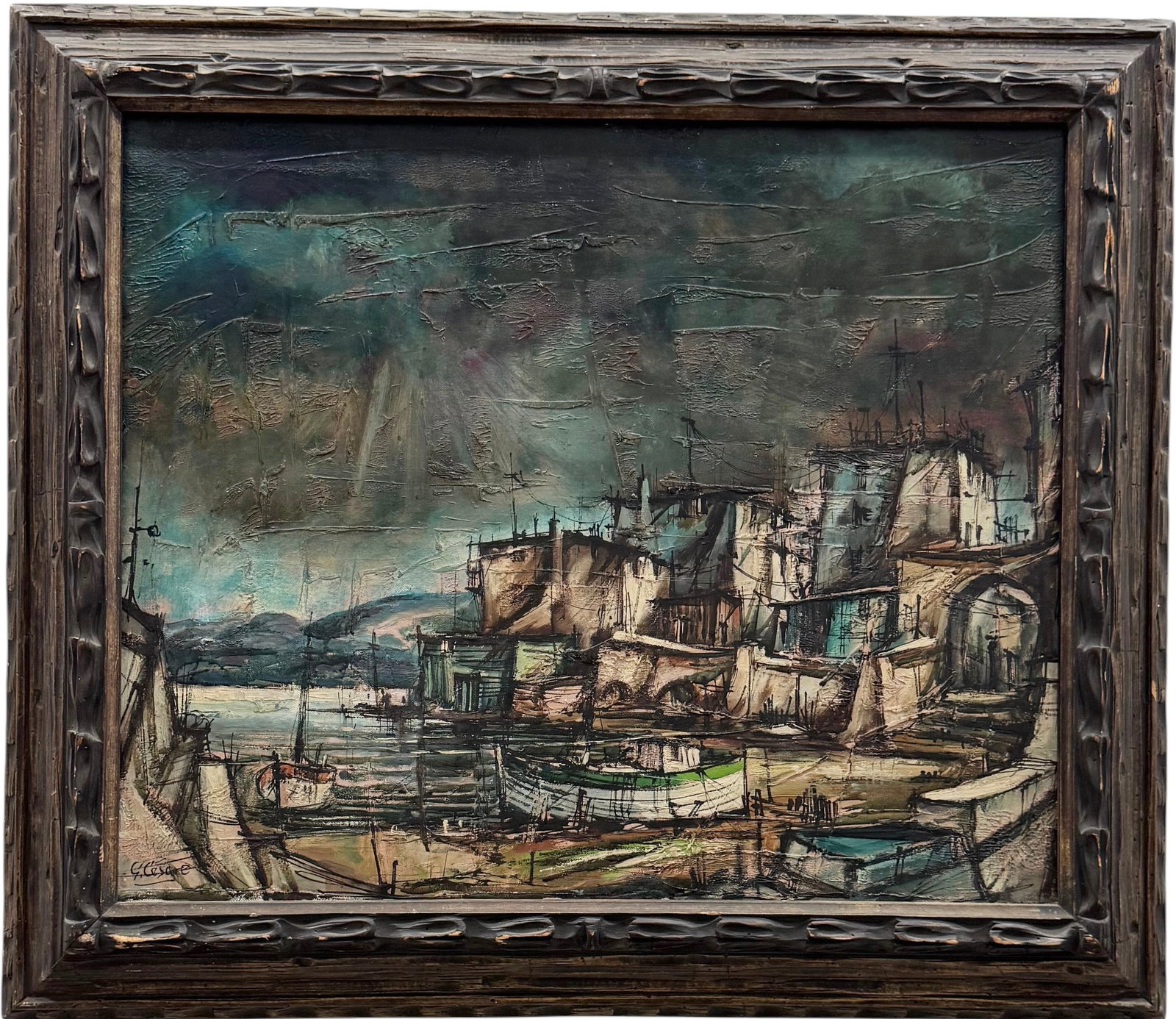 European Cityscape Oil On Canvas Painting Signed Cesare: Oil on canvas 24 x 20 in, 29 3/4 x 25 3/4 in (framed). Domestic Flat Shipping Price: $80