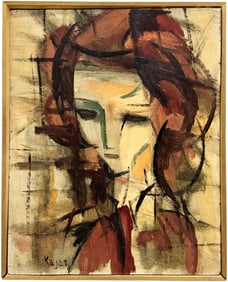 Mid-Century American School Figural Abstract Signed Painting