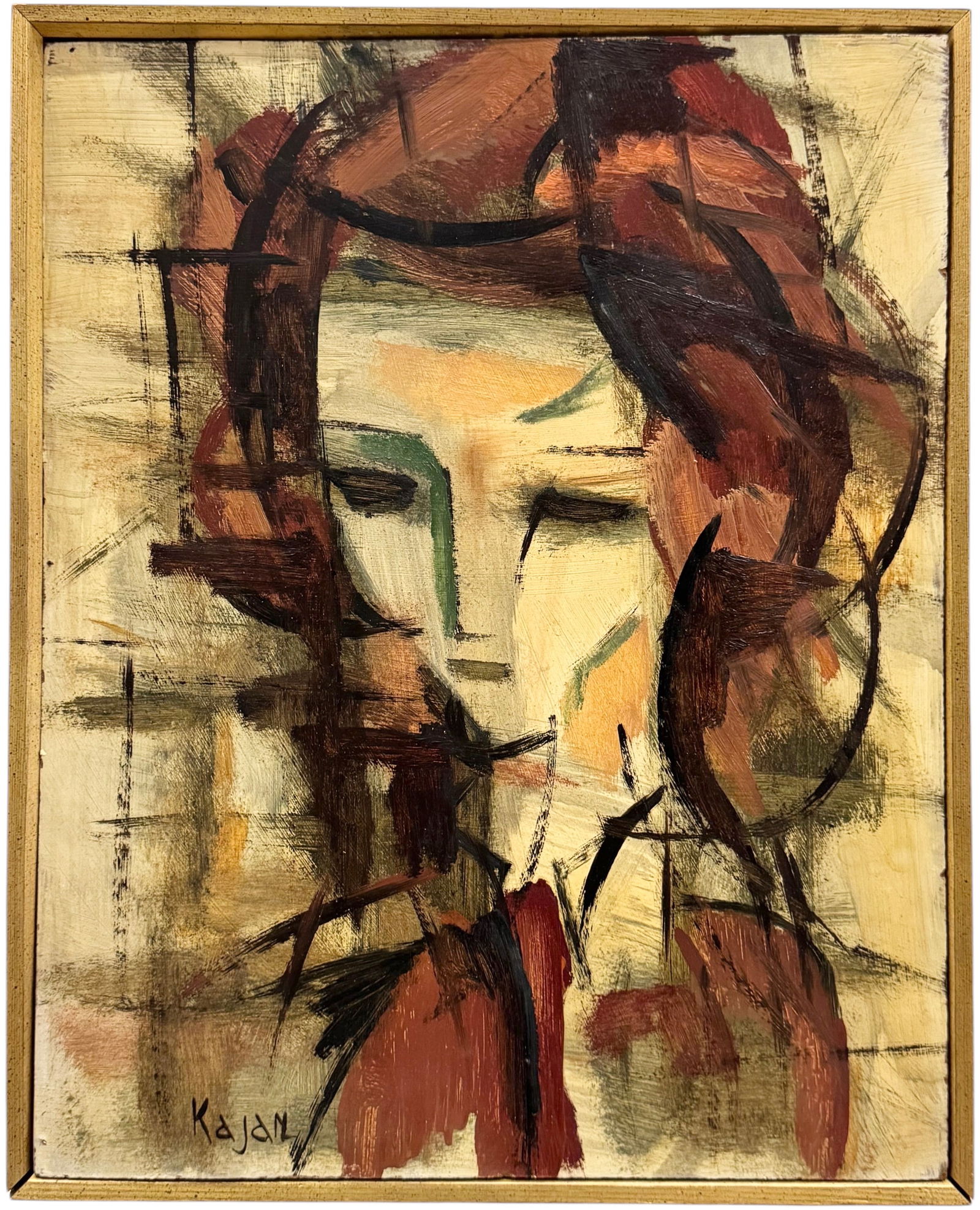 Mid-Century American School Figural Abstract Signed Painting (1 of 3)