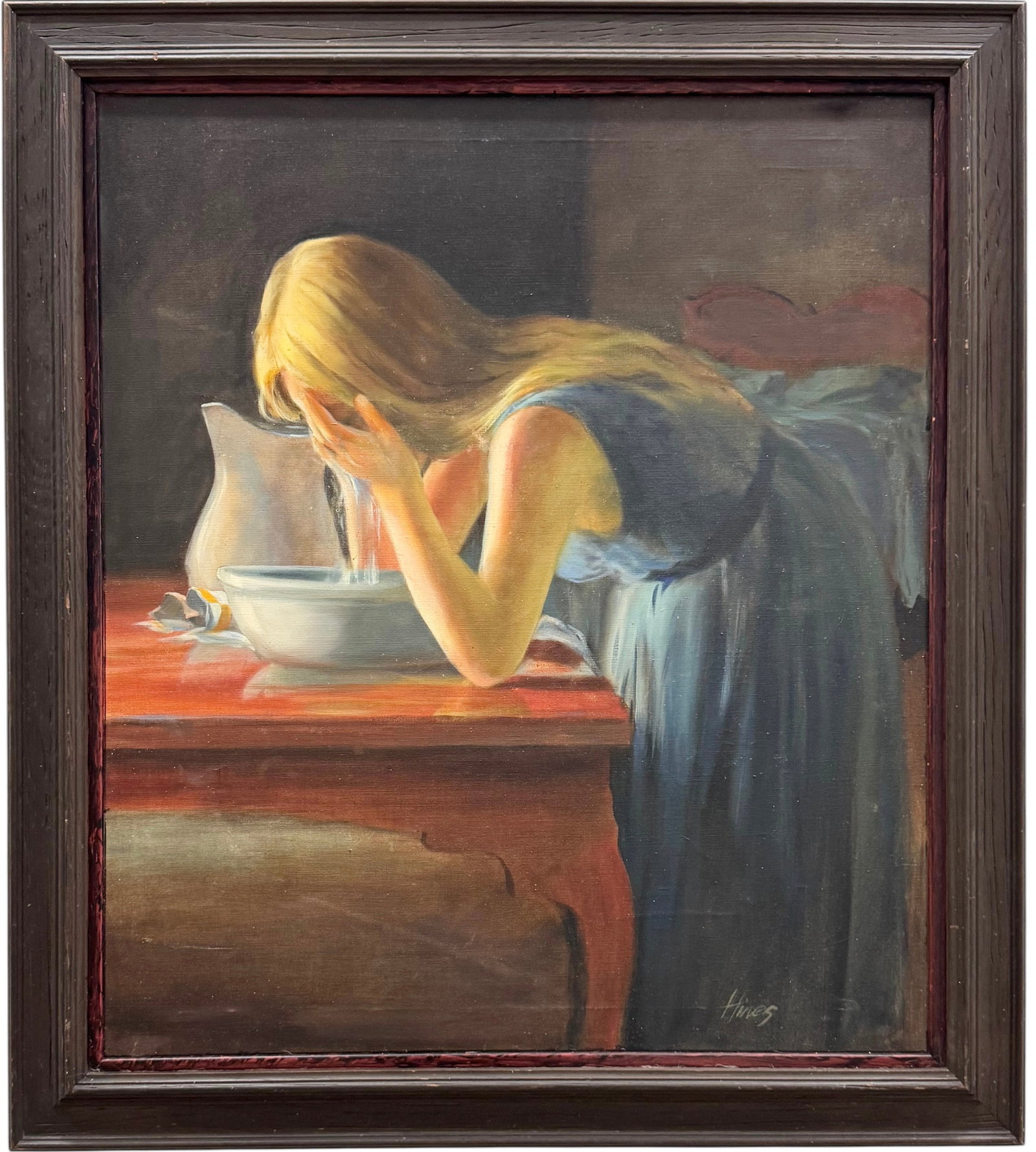 CHUCK HINES (20th c, American) "Morning Sunlight", Exhibited Seminole, Florida: Oil on canvas 30 x 26 in, 35.5 x 31.5 in (framed). Domestic Flat Shipping Price: $90
