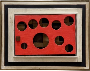 1960's American Constructivist Wood Assemblage Wall Sculpture Signed Halvorson