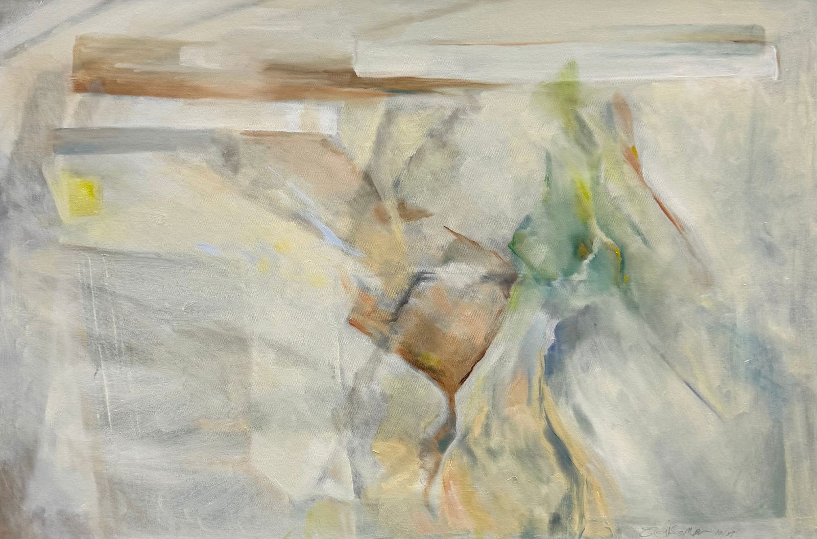 Contemporary Abstract Expressionist Oil Painting With Soft Colors, Signed & Dated (1 of 3)