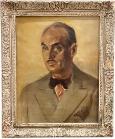 1920's American School Portrait Of Distinguished Gentleman Oil Painting