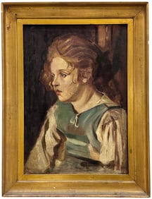 Early 20th Century English School Portrait Of A Young Girl Signed & Dated 1913