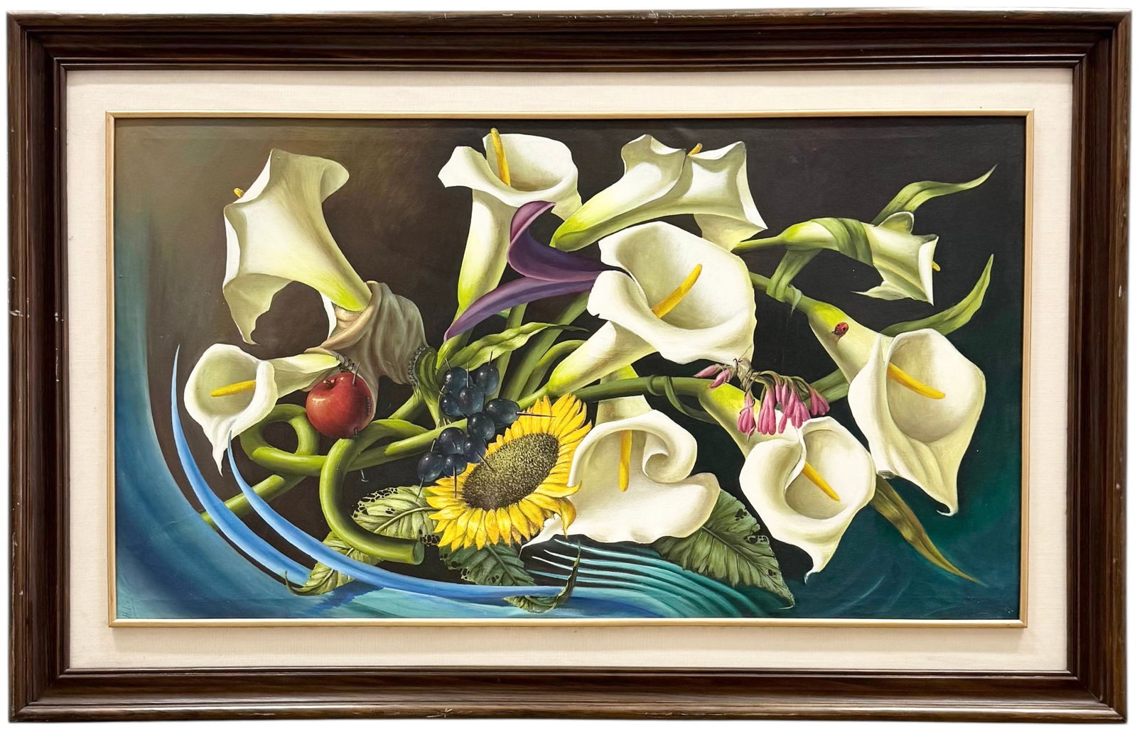 Monumental Mexican Symbolism Still Life Painting Of Calla Lillies Signed Oil Painting (1 of 7)