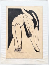 1960's Latin American School Pencil Signed Abstract Lithograph