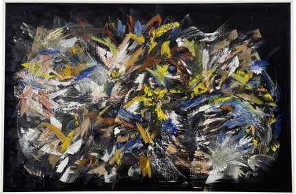 1970's American School Abstract Expressionist Monogrammed Oil Painting On Canvas