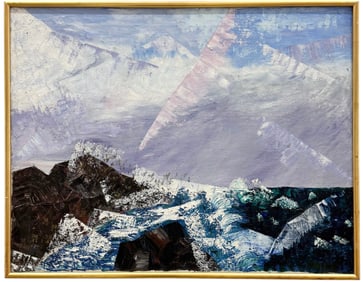 Mid-Century Modernist Oil On Canvas Palette Knife Painting