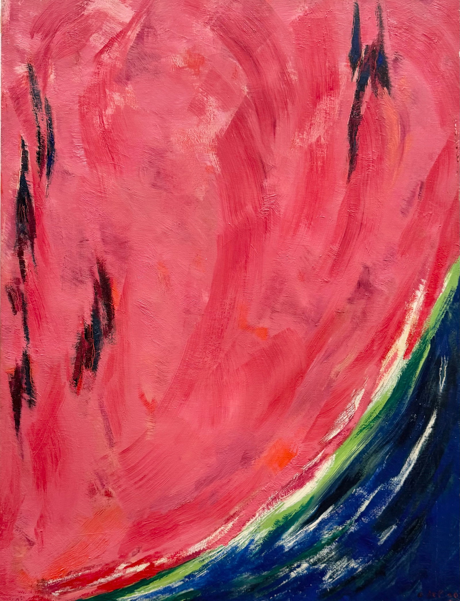 GILBERTO DEL SOL (20th c, Italy, Brazil) Abstract: Oil on canvas 39.5 x 29.5 in. Domestic Flat Shipping Price: $110