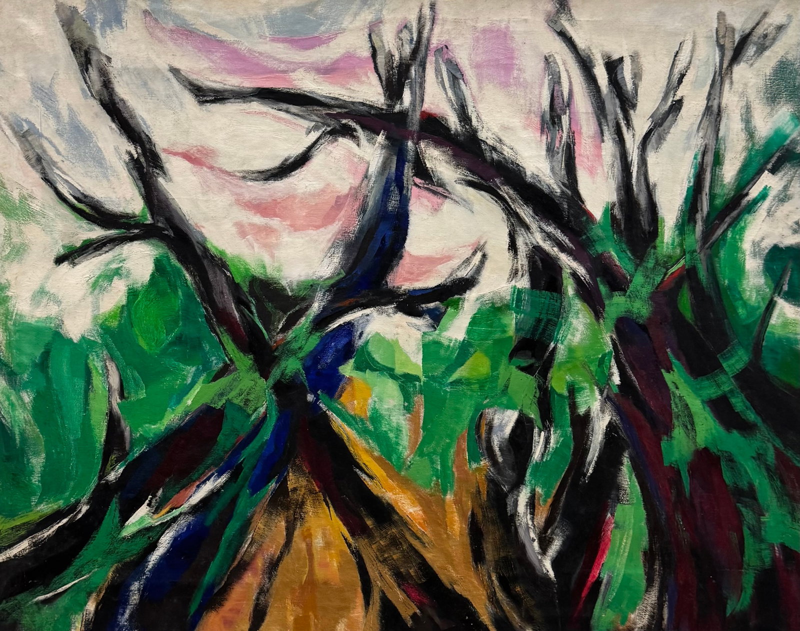 GILBERTO DEL SOL (20th c, Italy, Brazil) Monumental Abstract: Oil on canvas 59 x 47 in. Pick up only