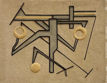 Vintage 1980's Post Modern Constructivist Abstract Oil & Sand Painting