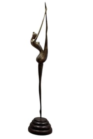 Large Art Deco Brass Sculpture Of A Dancer
