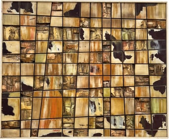 Mid-Century Modern Inscribed Wood Signed Abstract Assemblage