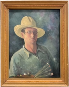 NOTA KOLSLOWSKY Polish American Artist, Self Portrait With A Hat