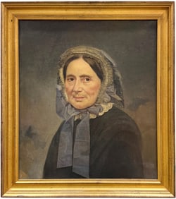 19th Century American Portrait Of A Woman Oil Painting On Canvas