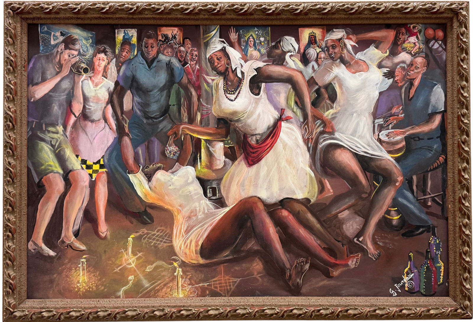 GUY JOURDAIN (20th c, Haiti) Voodoo Dance (1 of 3)
