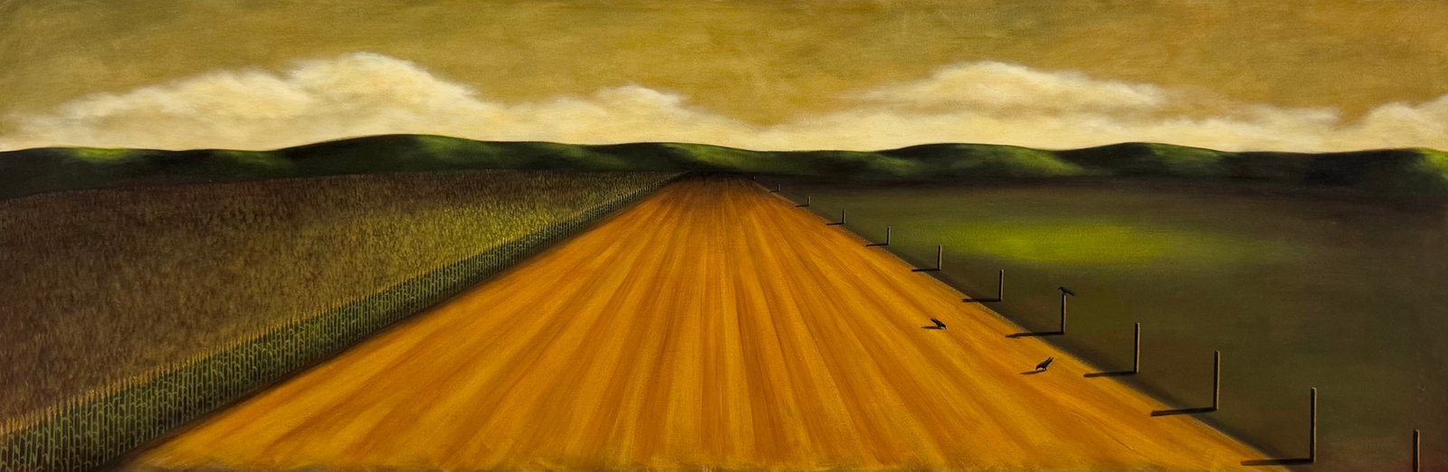 JAMIE PERRY Monumental Contemporary American Surrealist Country Landscape 72": Acrylic on canvas 72 x 24 in. * Oversized item. Domestic Flat Shipping Price: $320