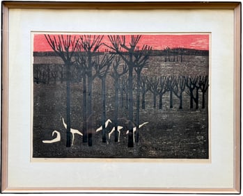 Tamami Shima 1960 Color Woodblock, Nicely Framed