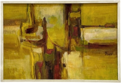 Mid-Century American Abstract Expressionist Signed Oil Painting