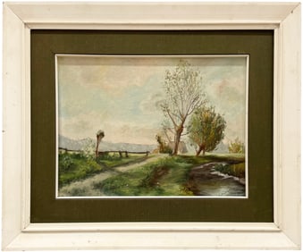 Italian School Impressionist Landscape Signed Oil Painting