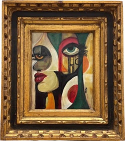 Nicely Framed Modernist Abstract Monogramed Oil Painting