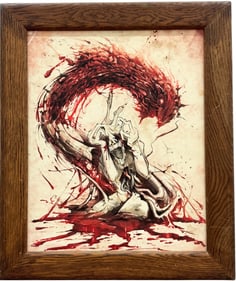 Gory Abstract Illegibly Signed Oil Painting