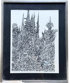 ARTURO POTESTAD (1916-2016, Cuban) Impressive Ink Drawing