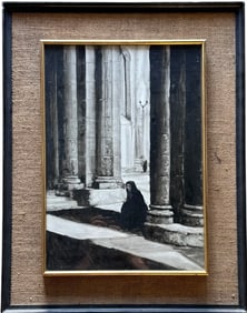 European School, Figure Seated Near Columns Dark Tones