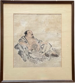 19th Chinese School Gouache On Framed Scroll Fragment Painting