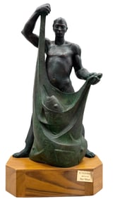 OLGER VILLEGAS CRUZ (b. 1943, Costa Rica) "El Piscado", Bronze Sculpture