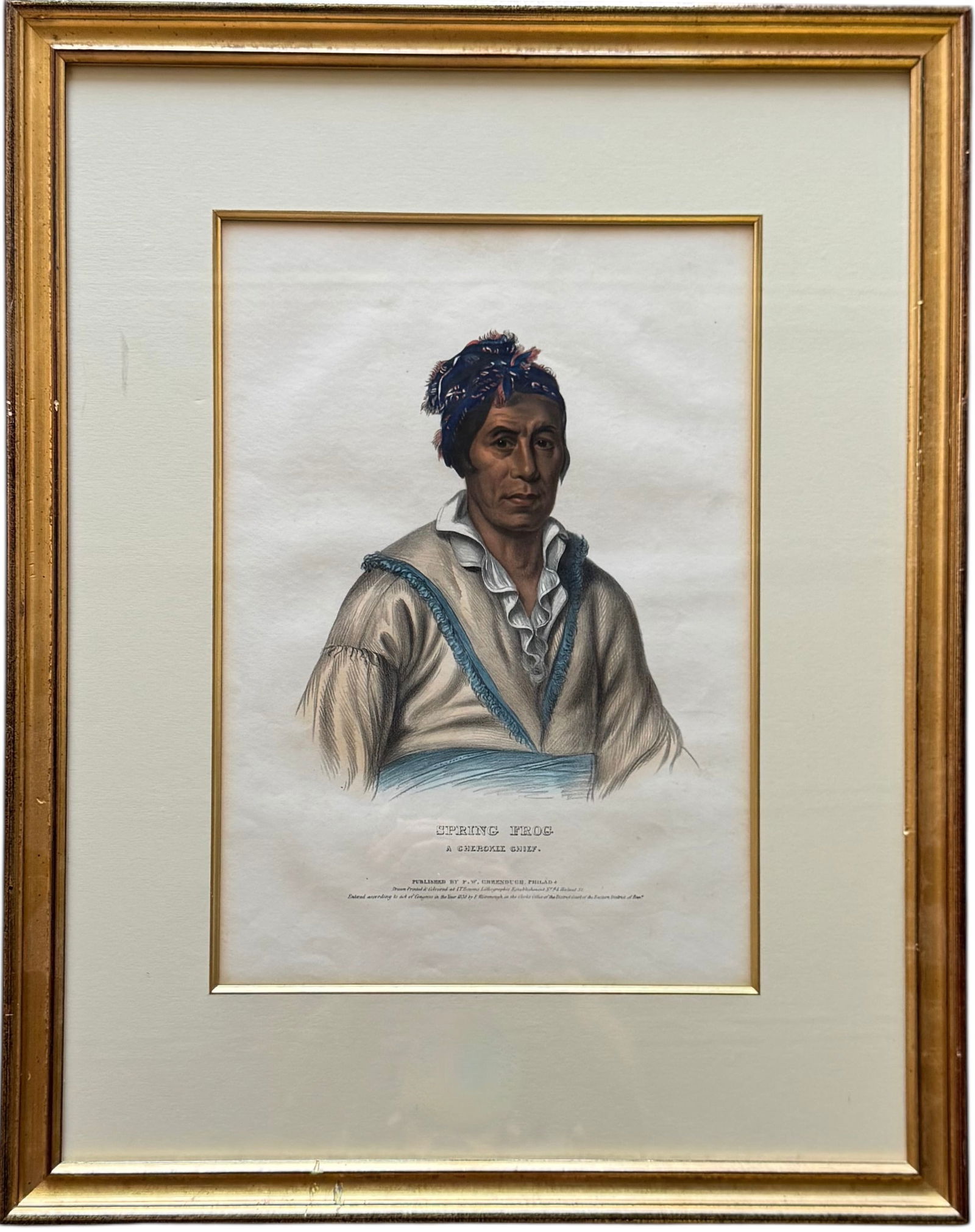 Spring Frog, A Cherokee Chief Hand-colored Lithograph On Paper Circa 1836 (1 of 4)