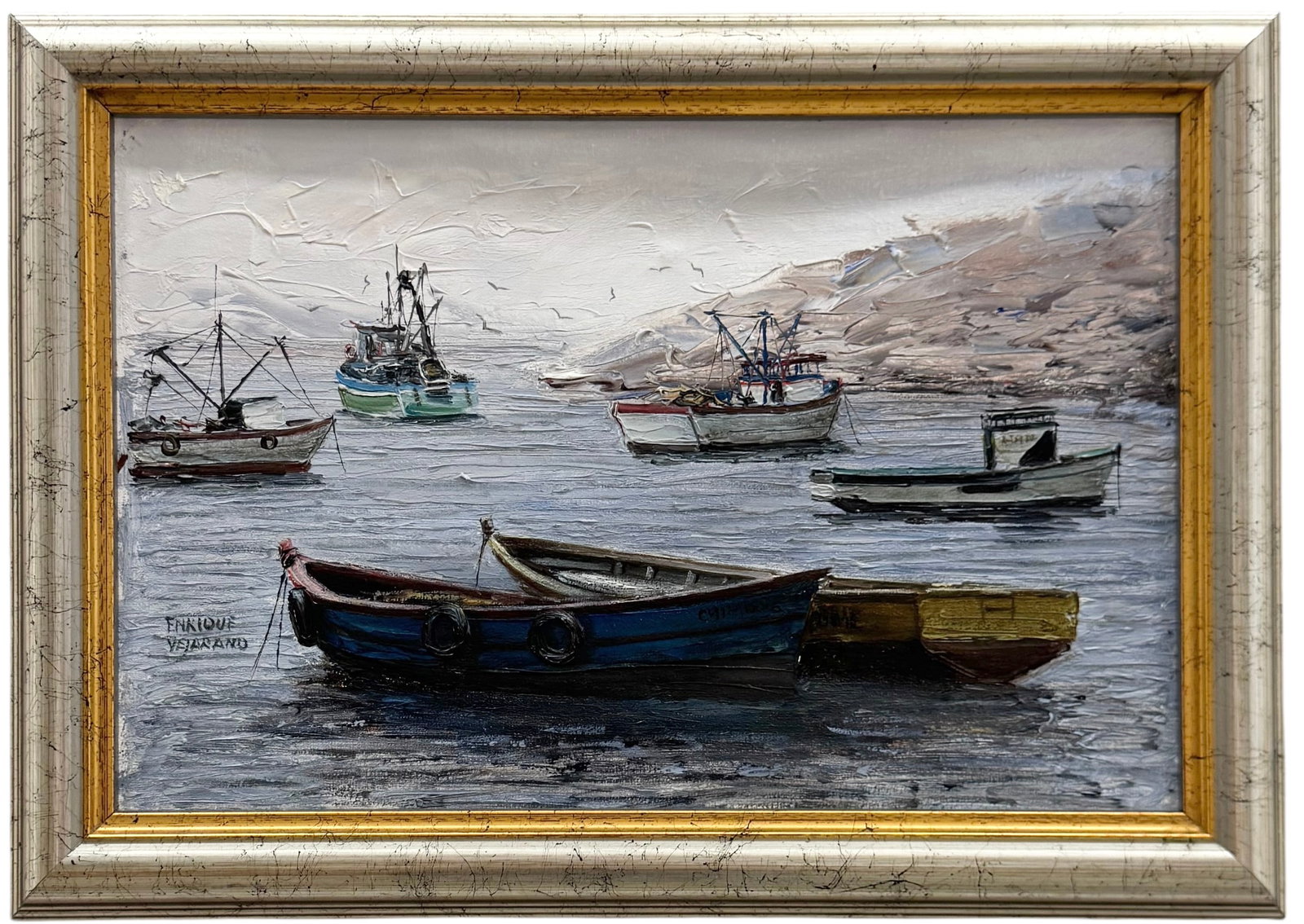 ENRIQUE VEJARANO (20th c, Peruvian): Oil on canvas 14 x 10 in (framed). Domestic Flat Shipping Price: $45