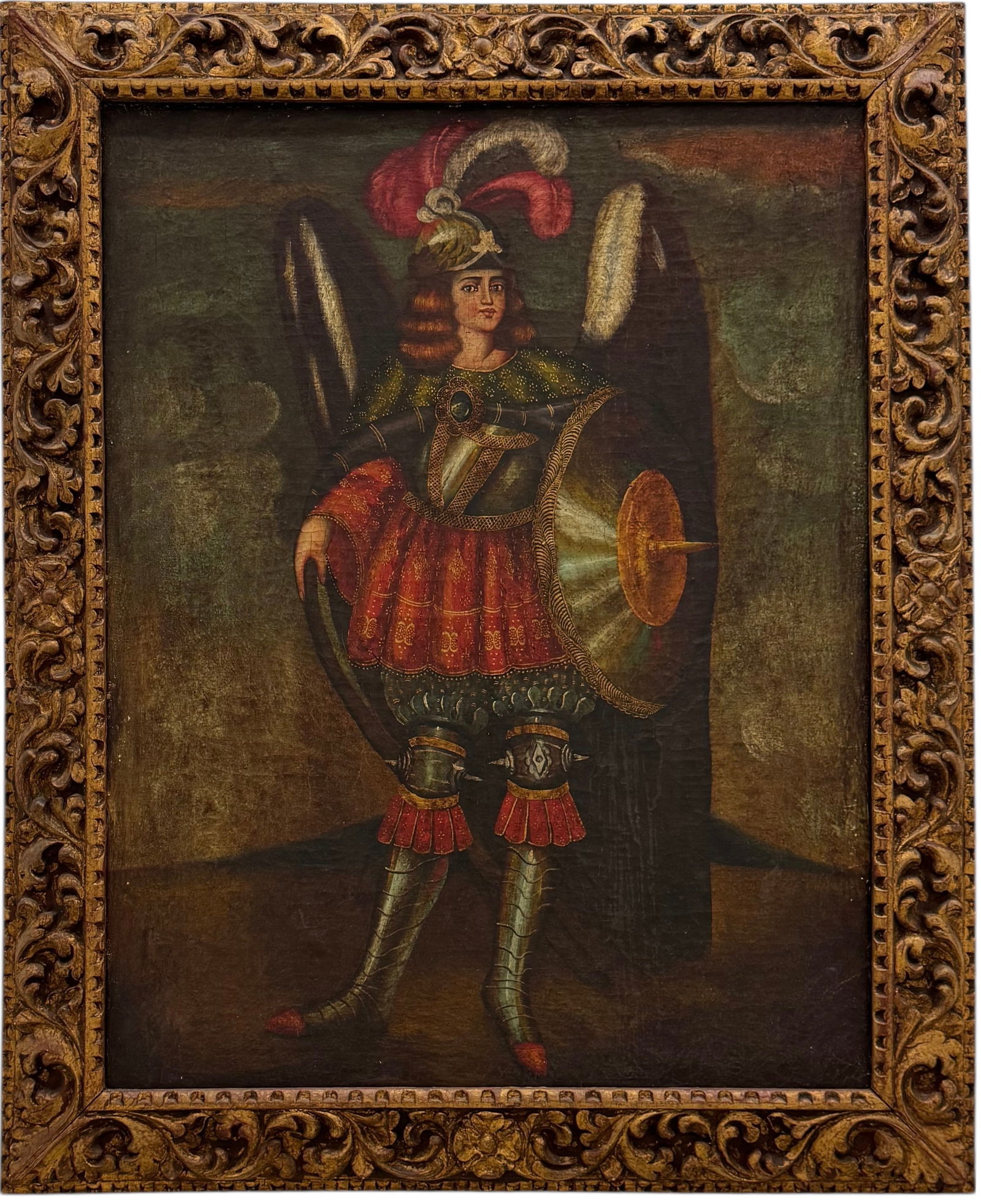 MONUMENTAL Cusco School Oil On Canvas In Carved Wood Frame Painting (1 of 7)