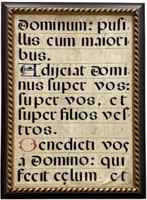 Framed Latin Medieval Antiphonal Music Manuscript