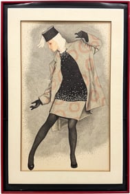 CHRISTINA MARTUCCELLI 20th c American Ink & Watercolor Fashion Drawing