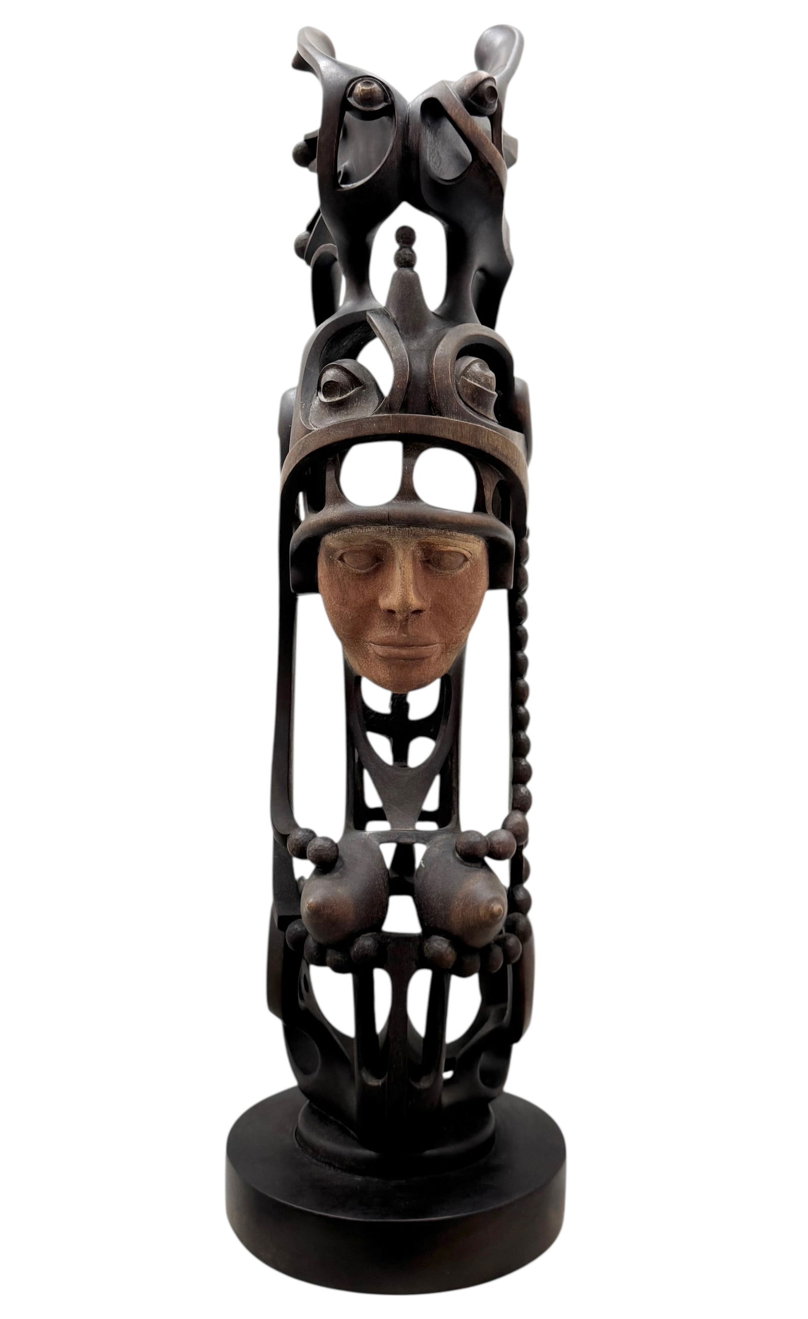 Vladimin Sanches Peres, Cuban School Carved Wood Large Abstract Sculpture 29" (1 of 5)