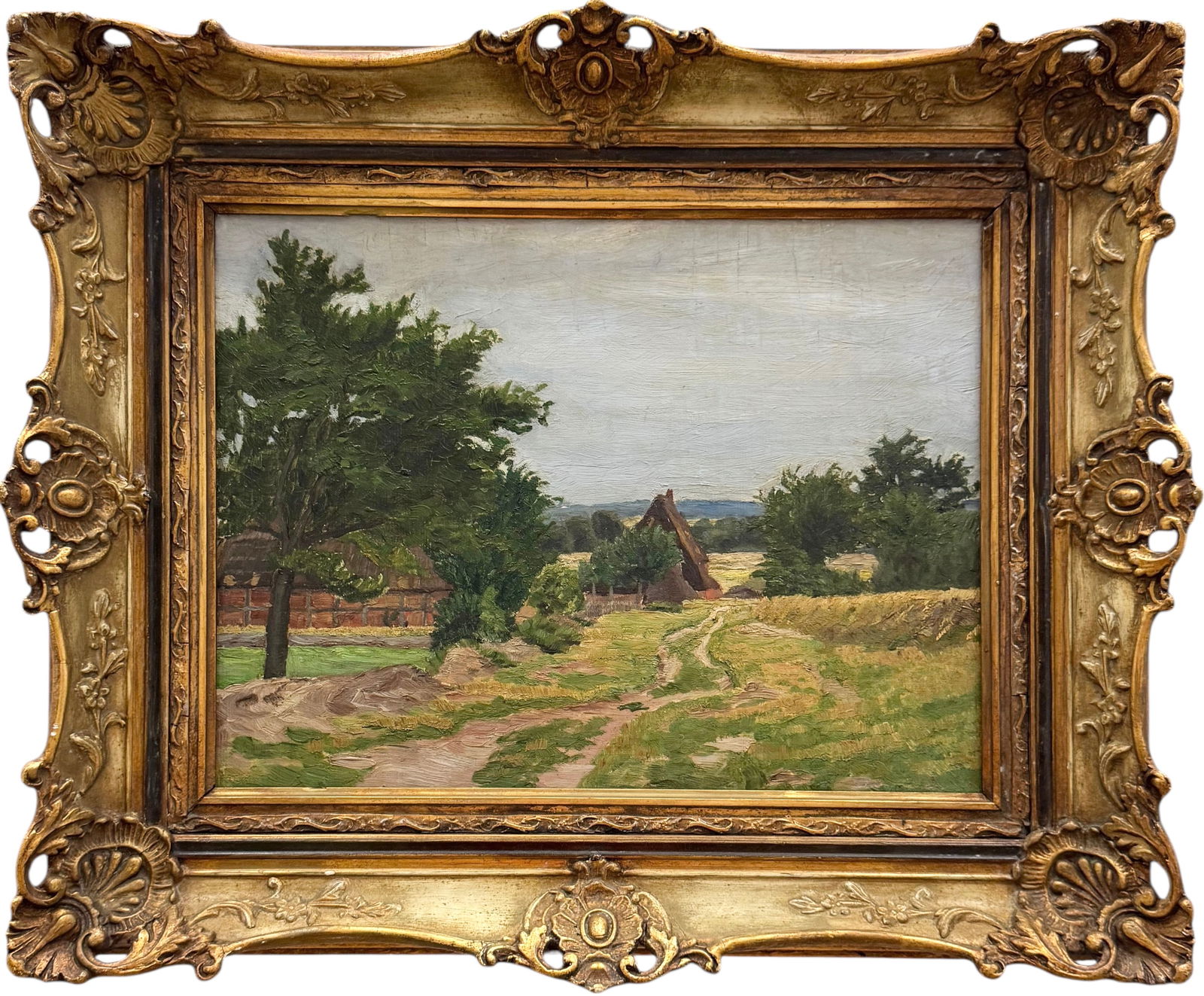 Early 20th c German School Impressionist Landscape, Dusseldorf Gallery Stamp Oil Painting (1 of 5)