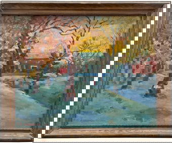 New Hope School Impressionist Pennsylvania Winter Landscape Signed Oil Painting