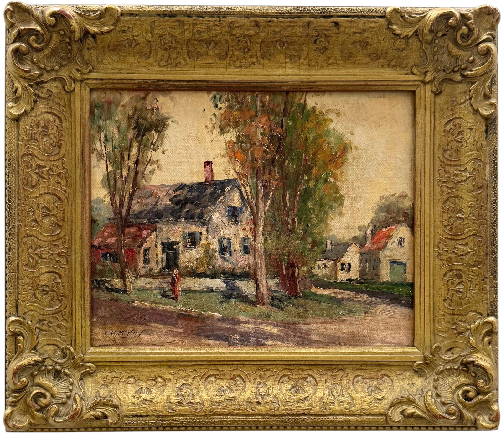 C HJALMAR CAPPY ADMUNSEN, FH McKAY (1911-2001, American) Provincetown Street: Oil on board 10 x 8 in, 14.5 x 12.5 in (framed). Domestic Flat Shipping Price: $45