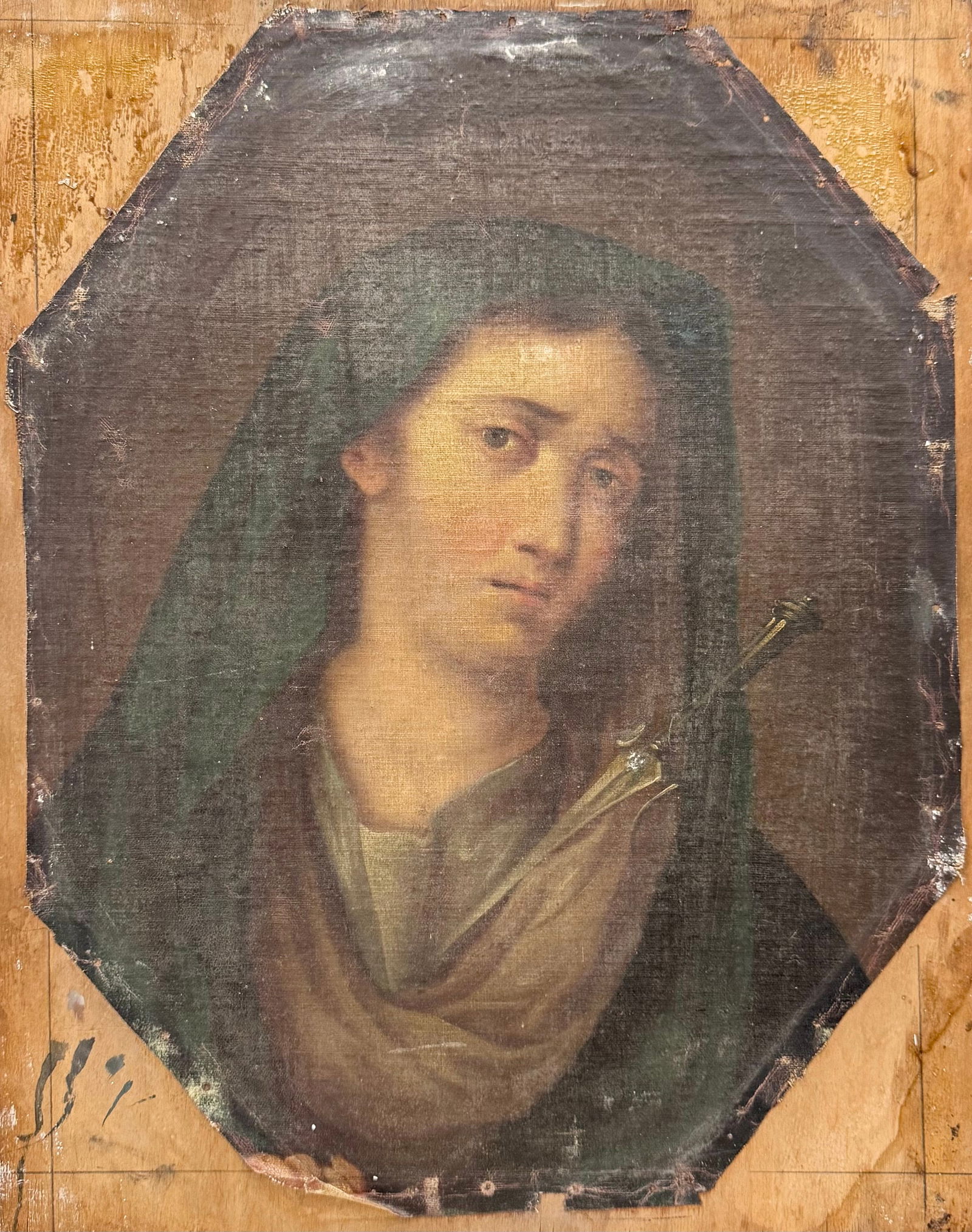 European School, Portrait Of Virgin Mary Our Lady Of Sorrows Old Master Oil On canvas (1 of 3)